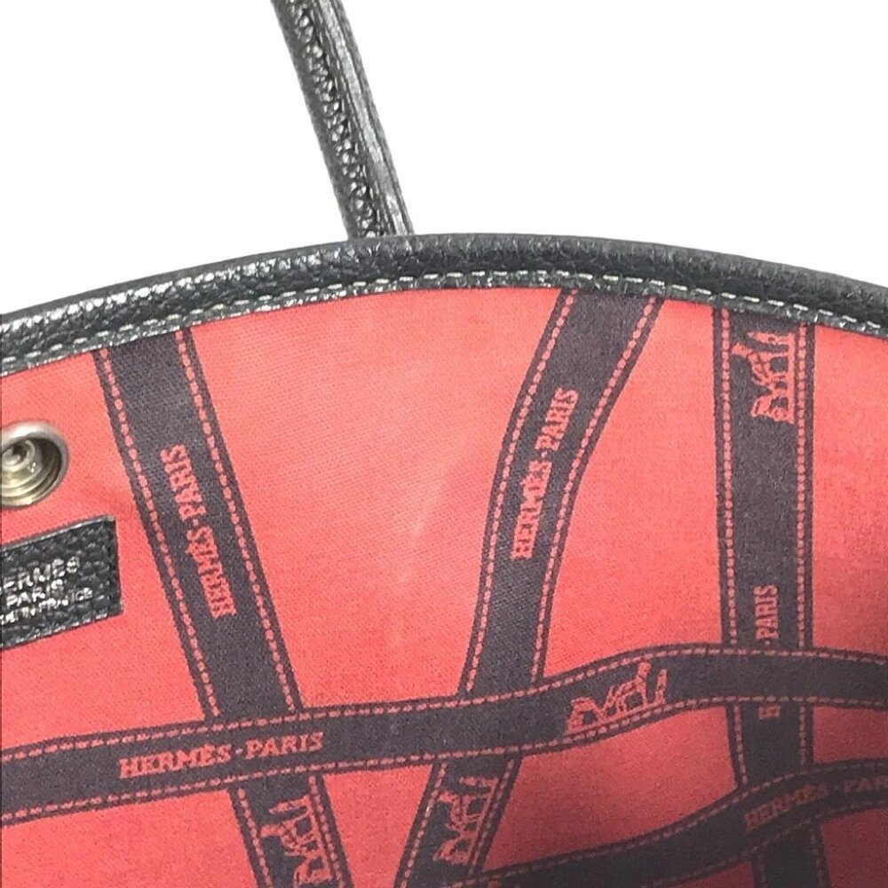 HERMES Garden Party PM Hand Bag Tote Bag Toile H / Leather Black/gray - Picture 15 of 16